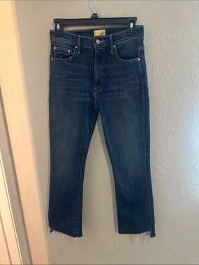 MOTHER Dark Blue Cropped Straight Jeans